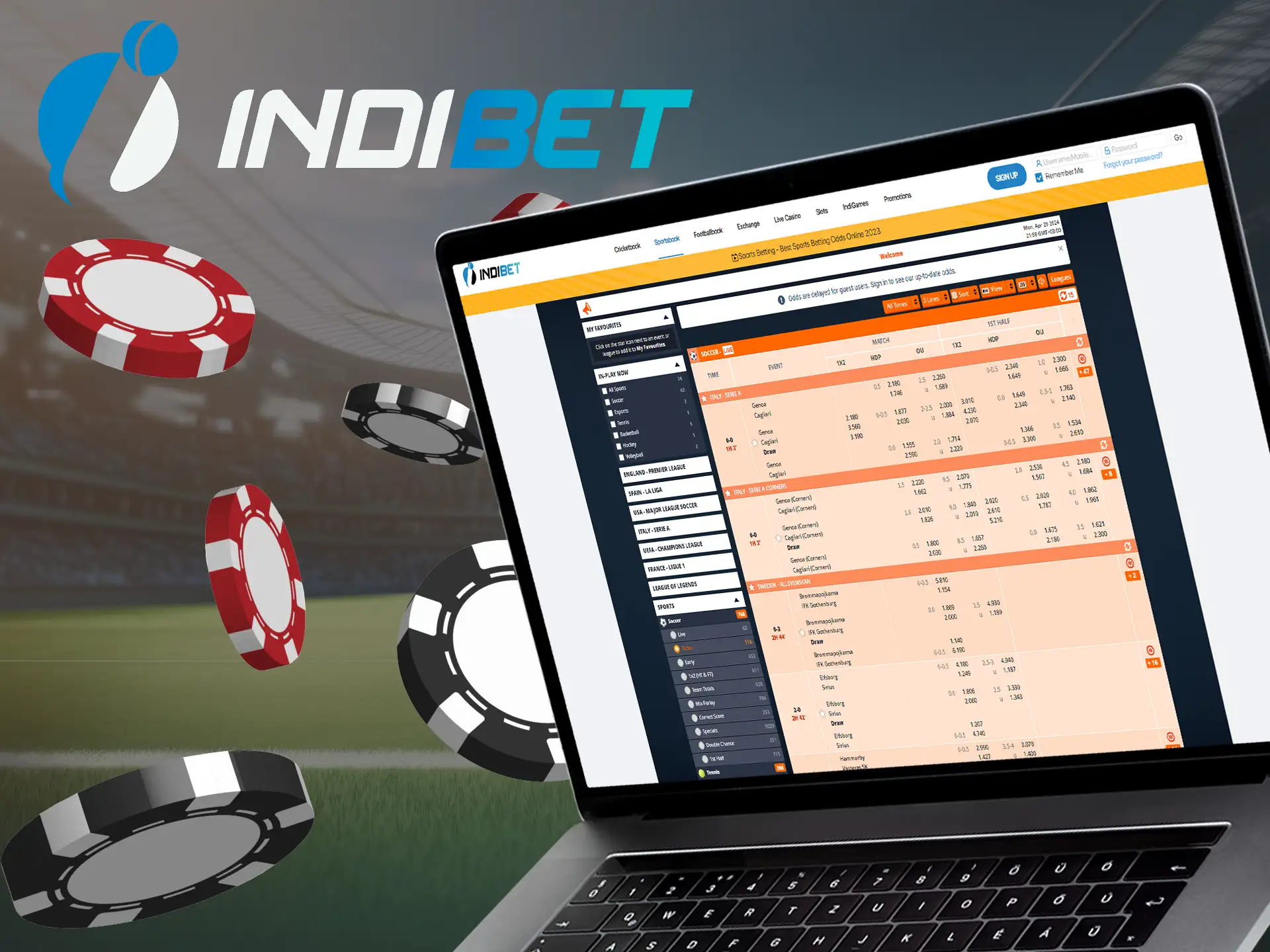 You don't need to download any additional software with Indibet's intuitive and simple website.