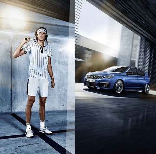 Luxury cars endorsed advertised promoted driven by tennis male female players sports sponsors list
Alexander Zverev - Peugeot