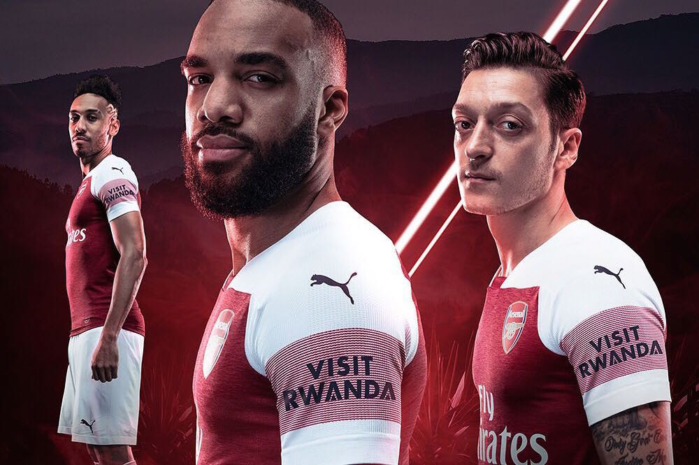 Arsenal Visit Rwanda Shirt Sleeve Sponsor Logo Brand Premier League Football Clubs