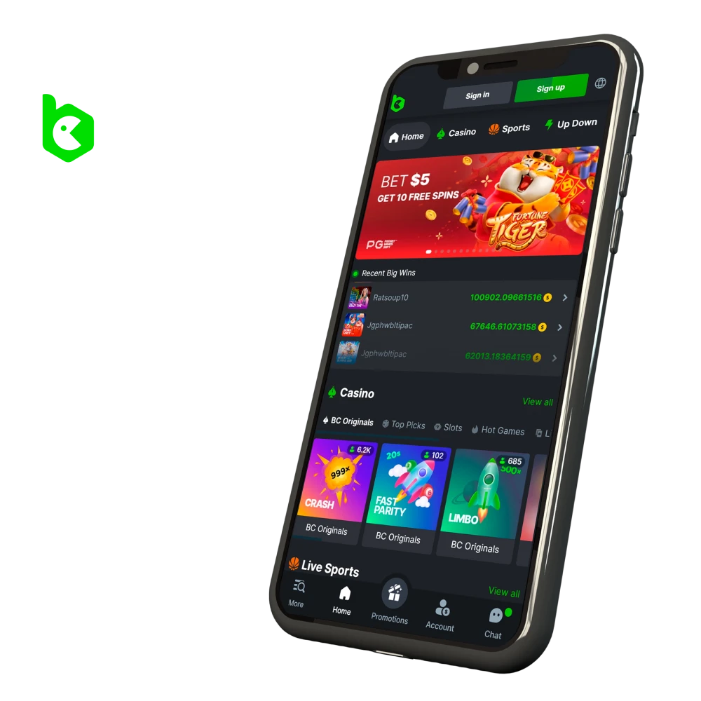 Download the BC Game app and place your bets on sports and gambling anywhere.