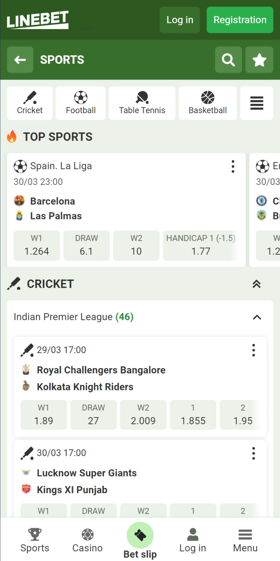 Place bets on popular sporting events in the Linebet app.