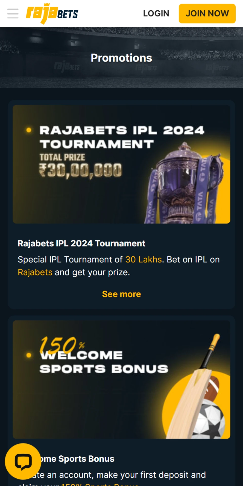 The Rajabets app has many different sports and casino bonuses.