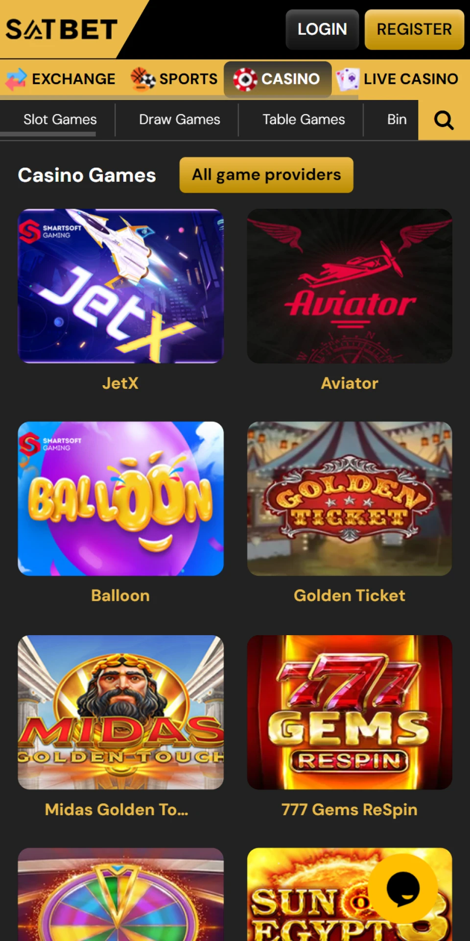 Play the most popular casino games on the Satbet app.