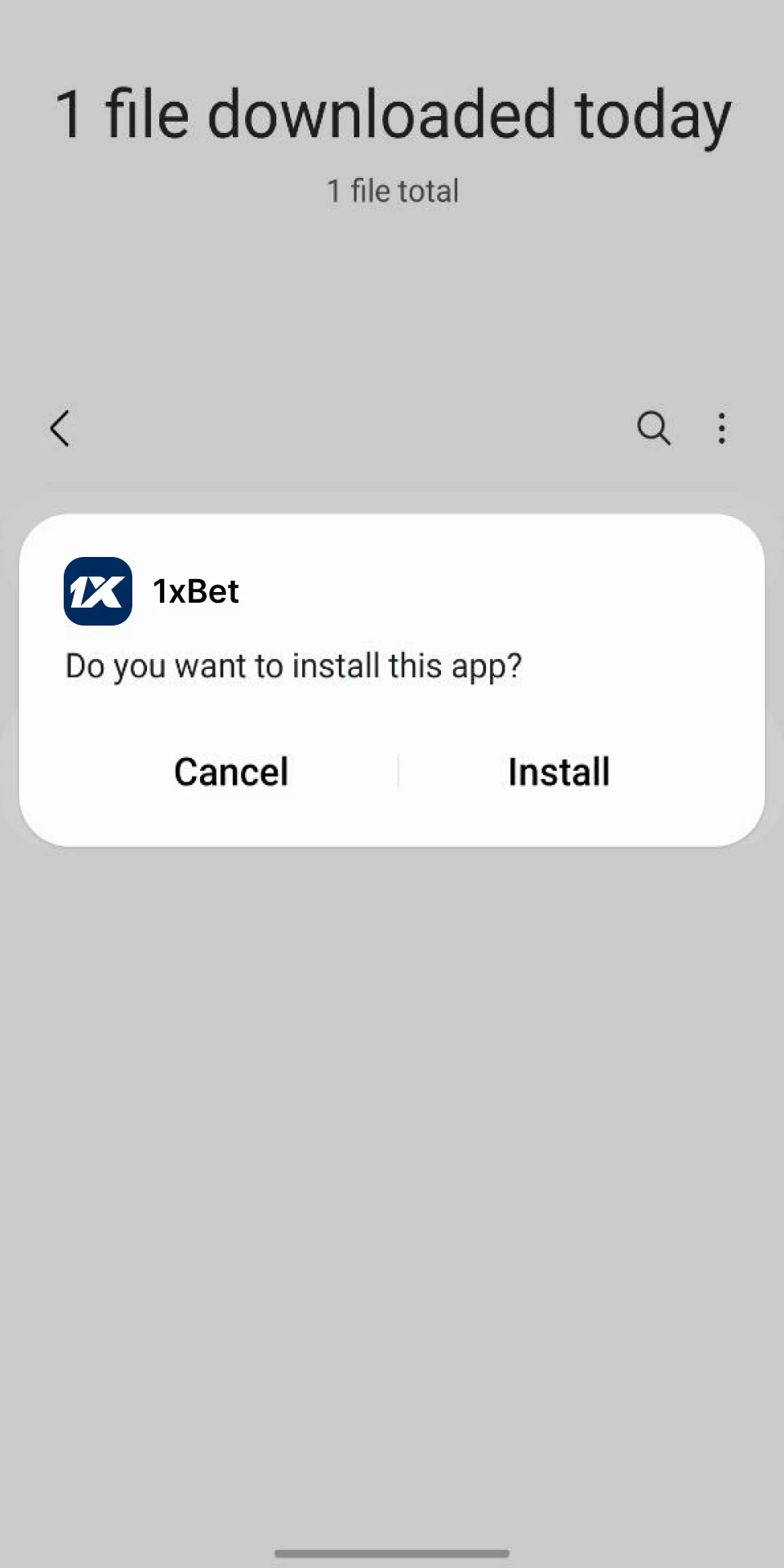 Open the 1xBet apk file to install it on your Android device.