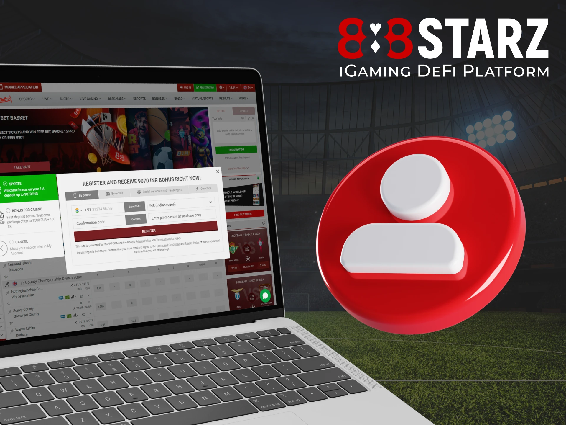Register with 888Starz to bet and play at the casino for real.