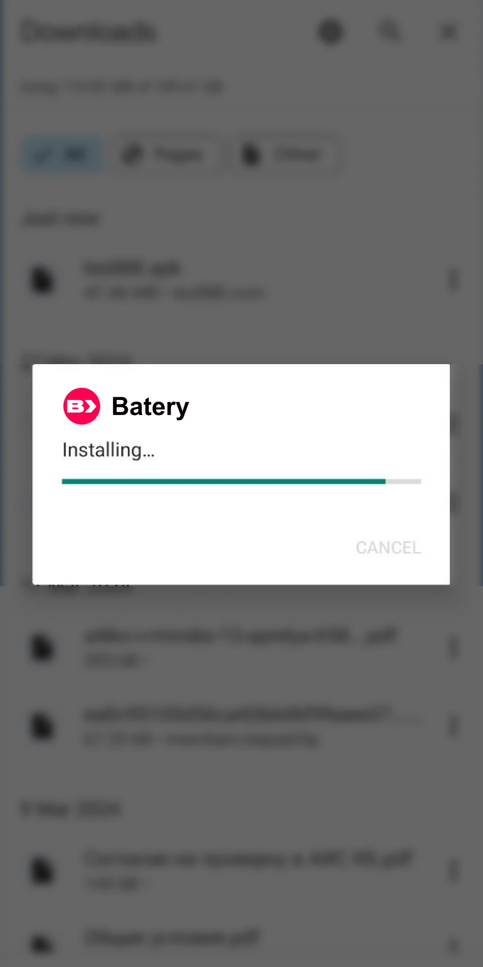Installing the Batery Android app takes a few seconds.