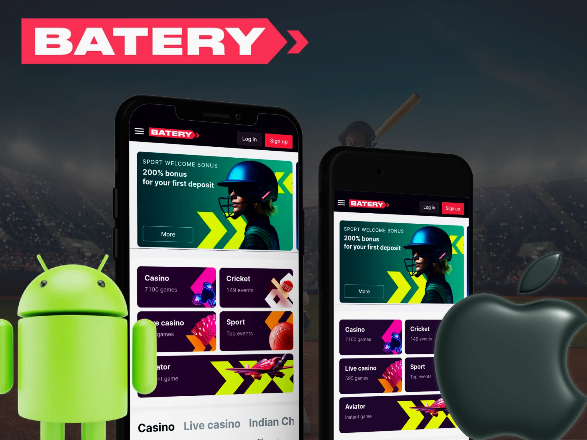 Place your bets with Batery wherever you are using their mobile app for iOS and Android.