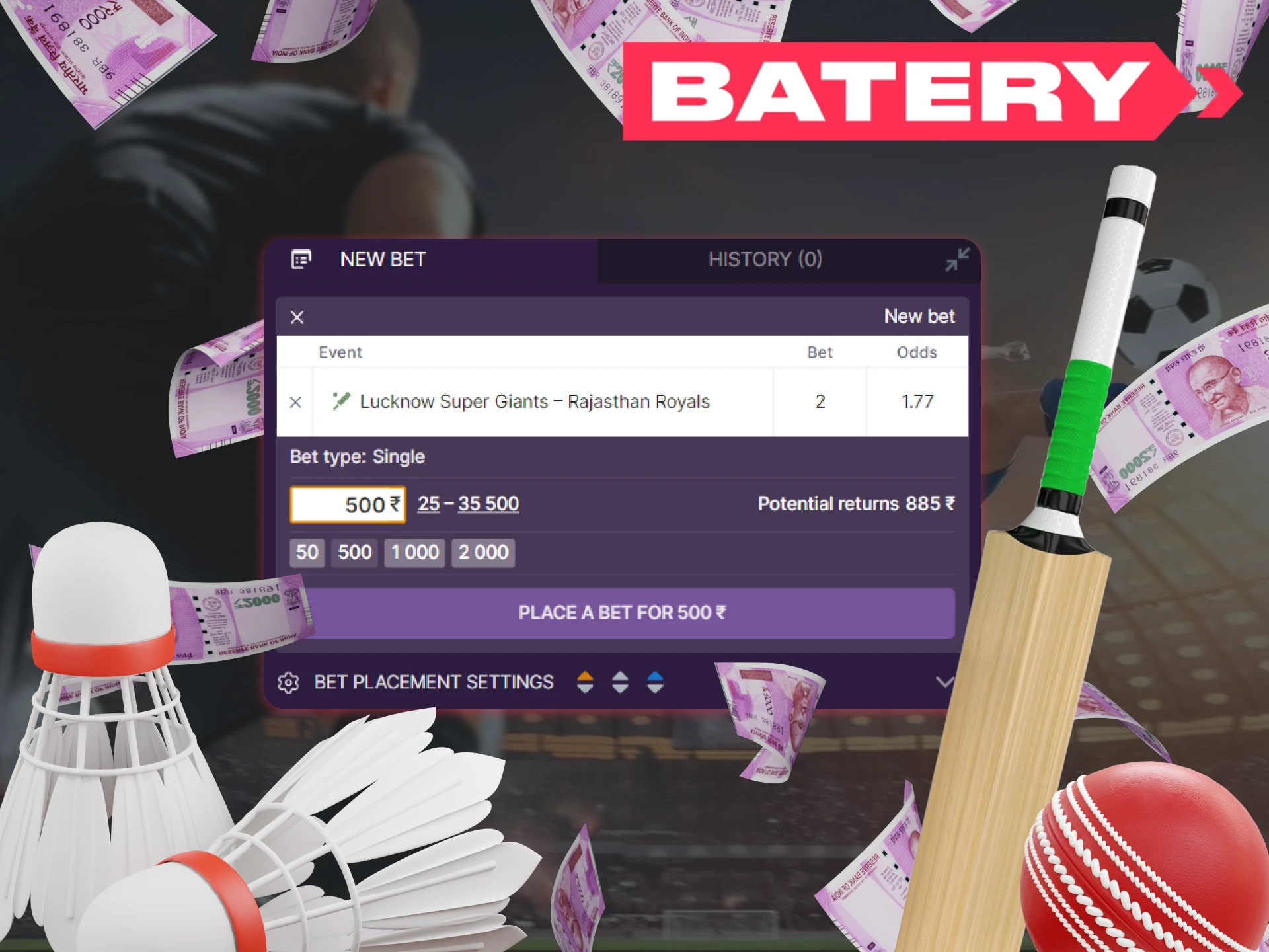 Place your bet at Batery and win big.