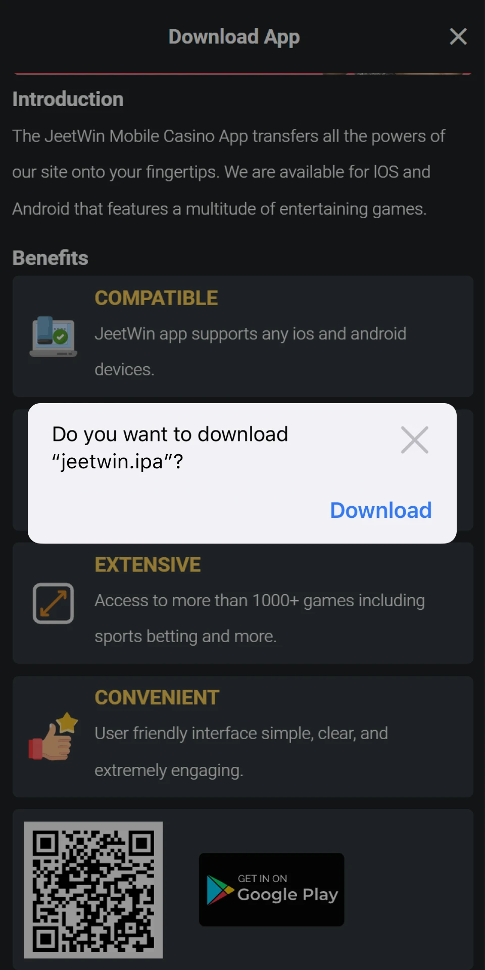 Download the Jeetwin app on your phone.