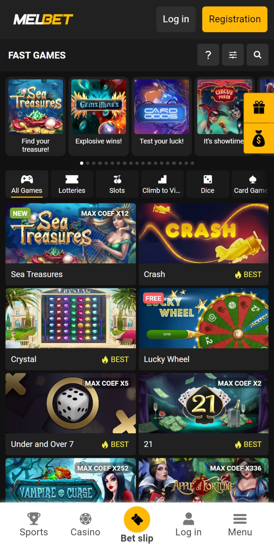 Play casino games on the Melbet mobile app.