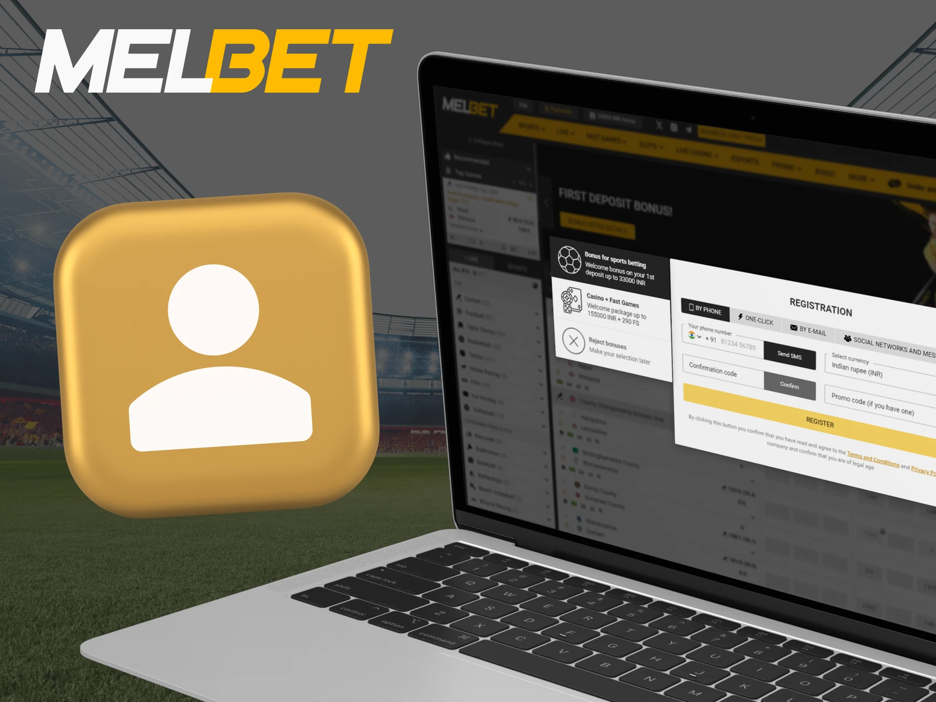 To start betting and playing at Melbet, register.