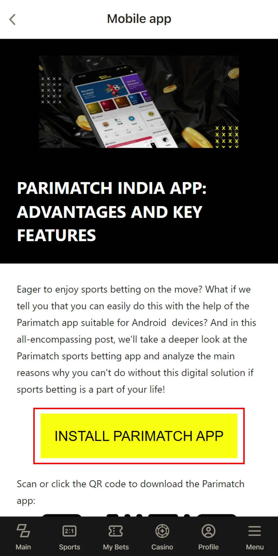 Download Parimatch APK for Android.