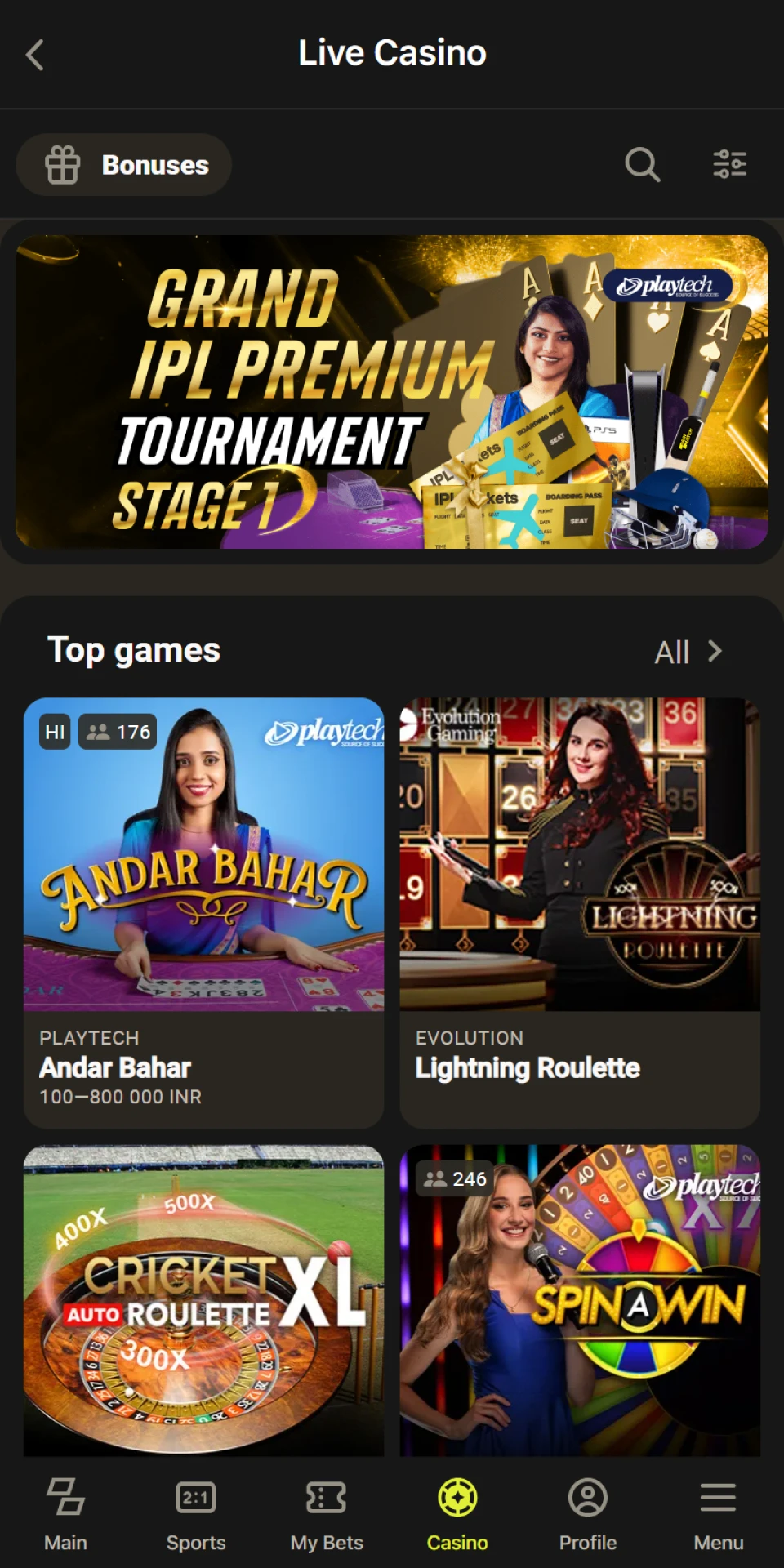 The Parimatch mobile app has many profitable casino games.