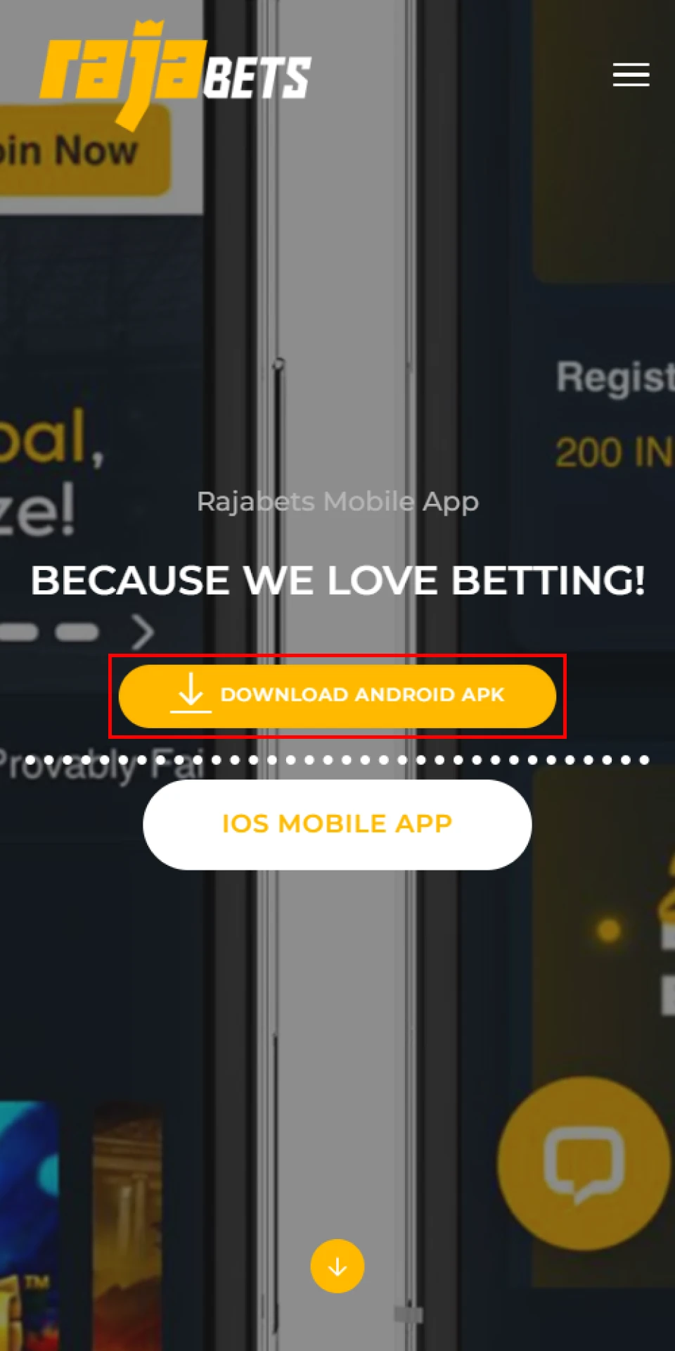 On the Rajabets website, find the download app section and download the Rajabets APK file.
