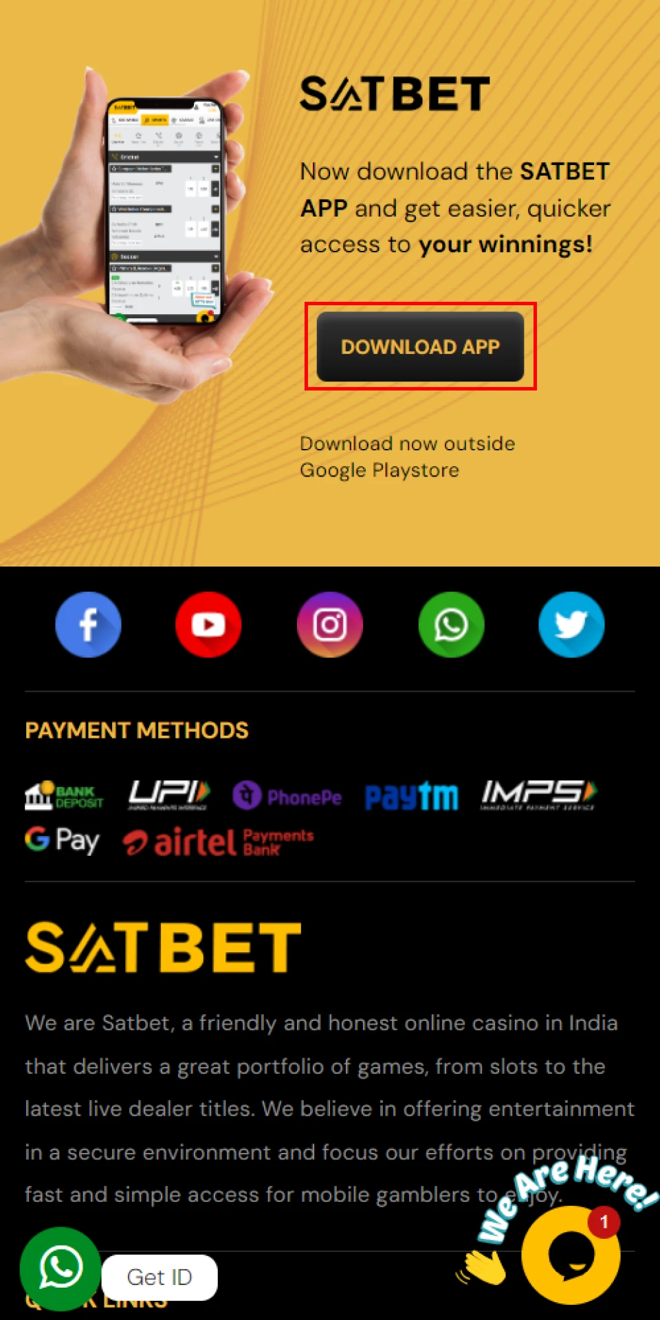 Download Satbet app for Android.