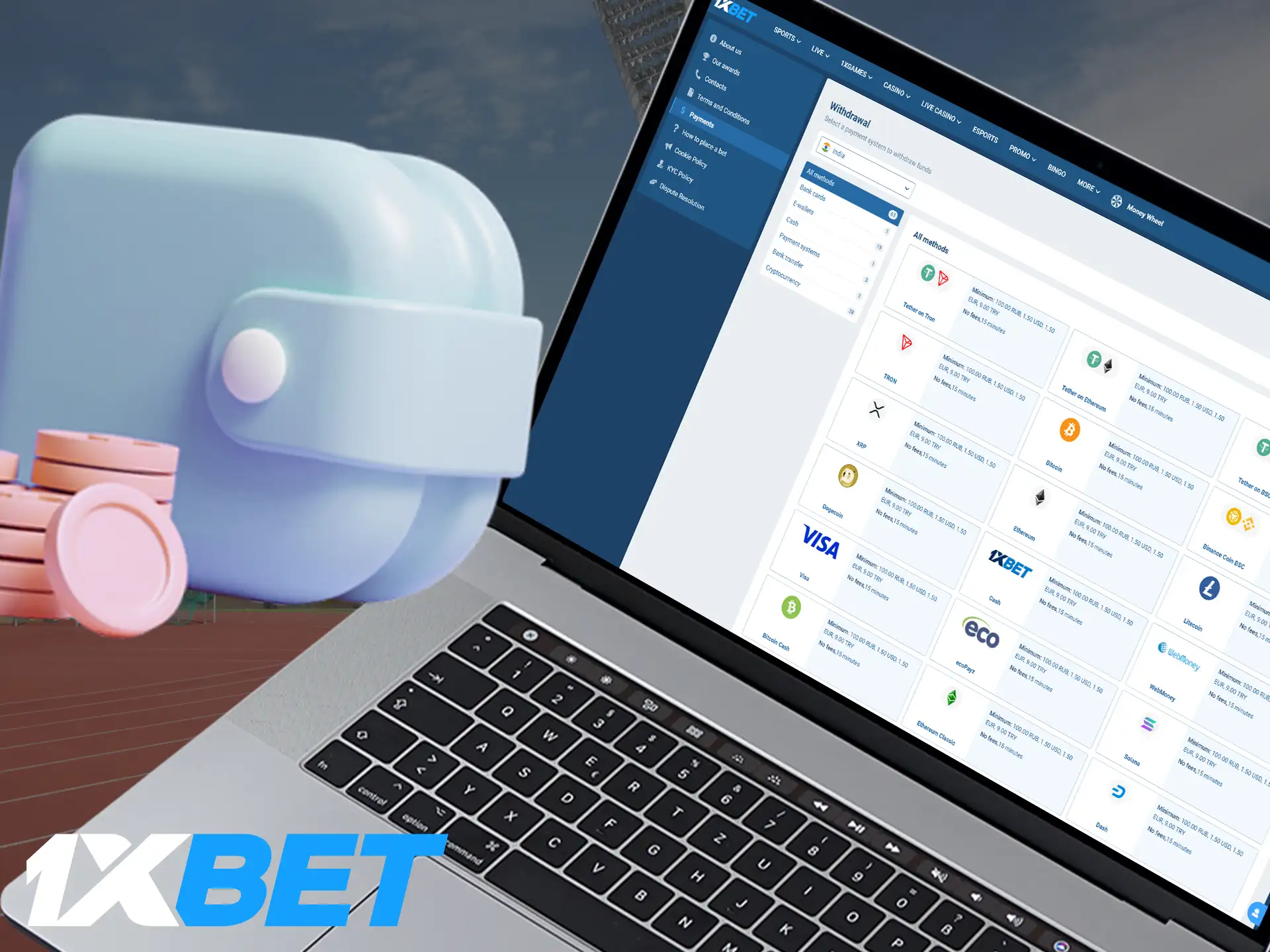 Find out how to withdraw your winnings on the 1xBet platform using the payment systems available in India.