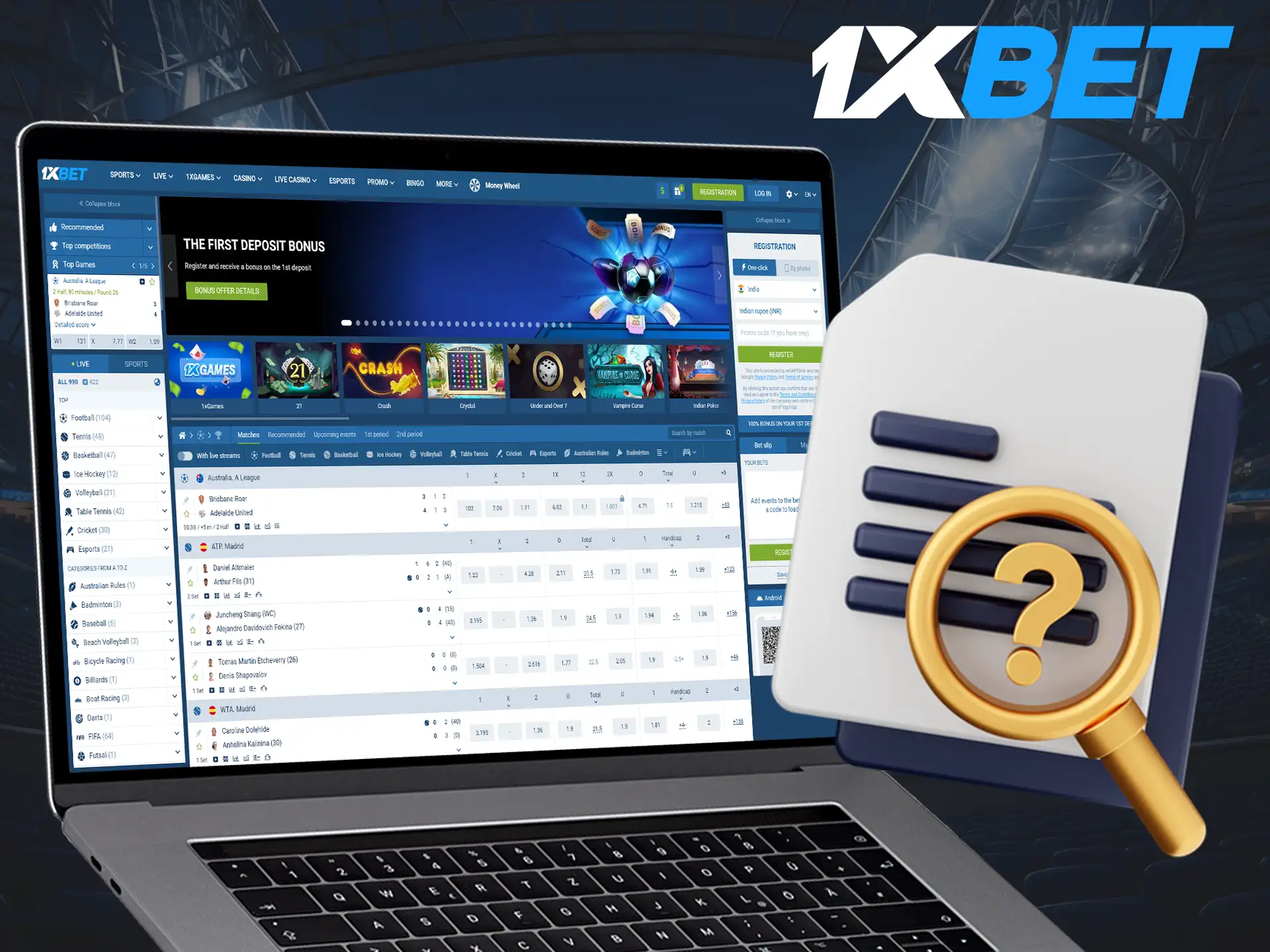 The legality of 1xBet casino in India, confirmed by the Curacao licence, which allows the bookmaker to provide its services.