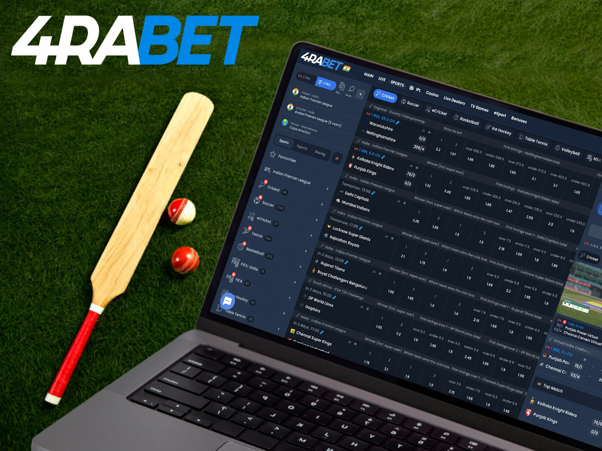 Explore the cricket match options you can bet on online on the 4Rabet platform.