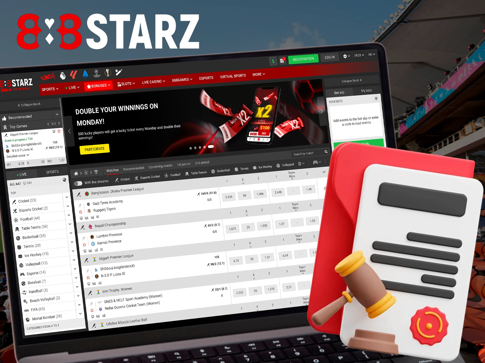 888Starz is completely legal and safe for online betting and gaming in India with a Curaçao license