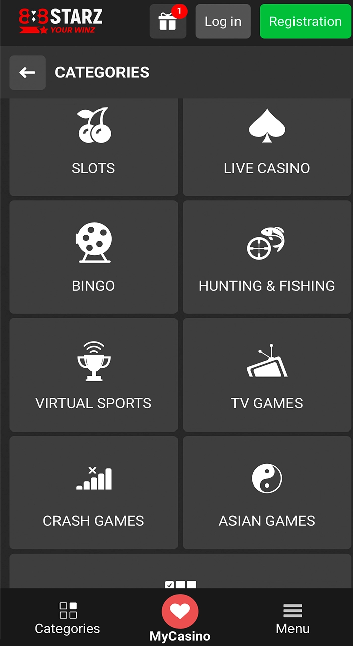 Play at 888Starz casino in the mobile version.