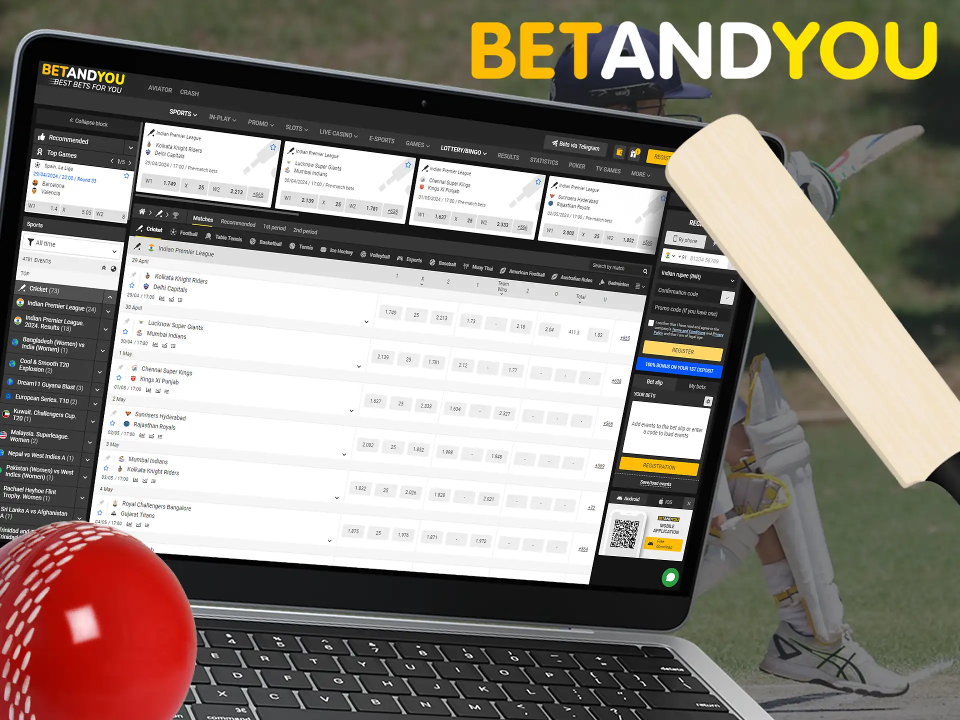 In the cricket betting section of the Betandyou India bookmaker website, a wide variety of matches are available to users.