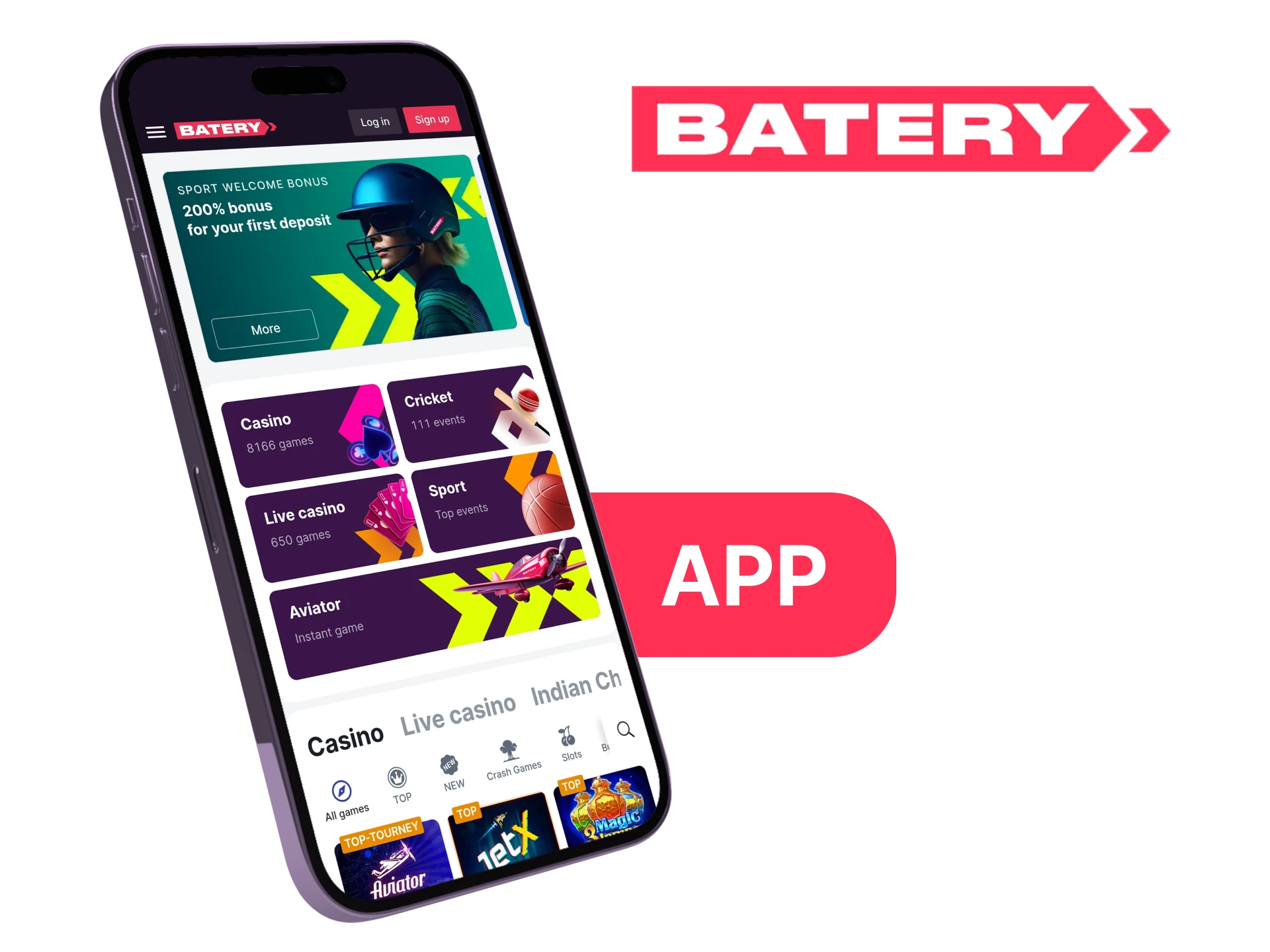 Batery has a mobile app for betting on cricket.