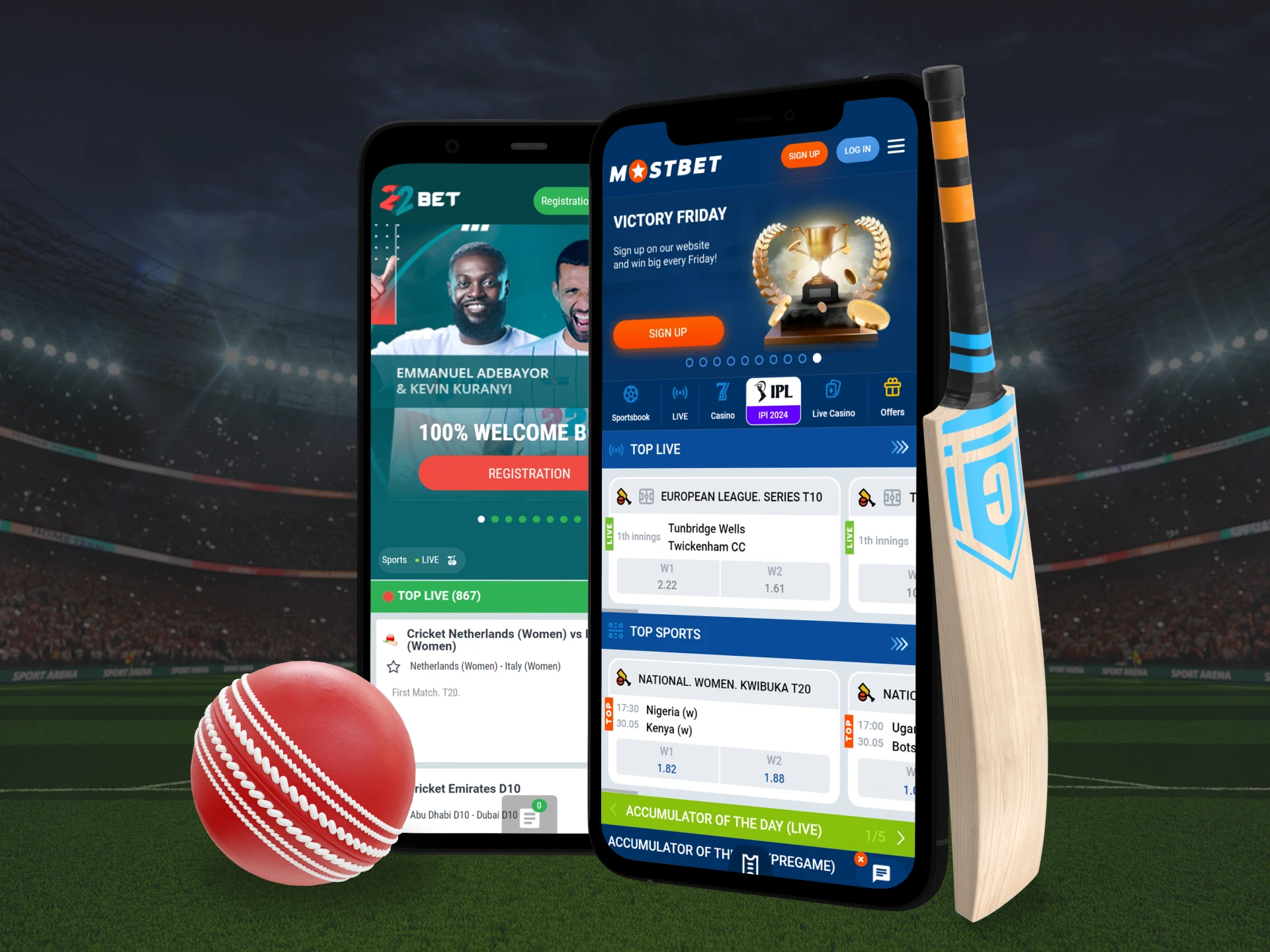 The most convenient way to bet on cricket anywhere is from the app, choose your favorite bookmaker and download its app.