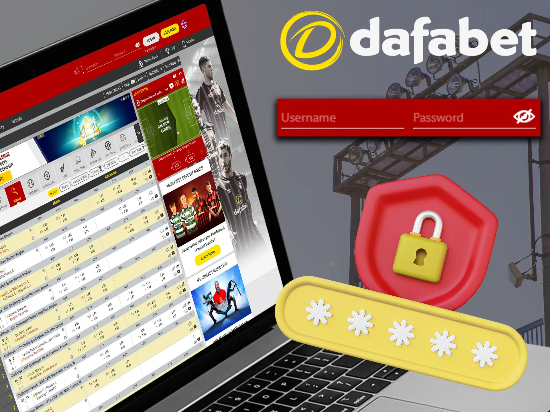 Go through the Dafabet login process to access it and start betting.
