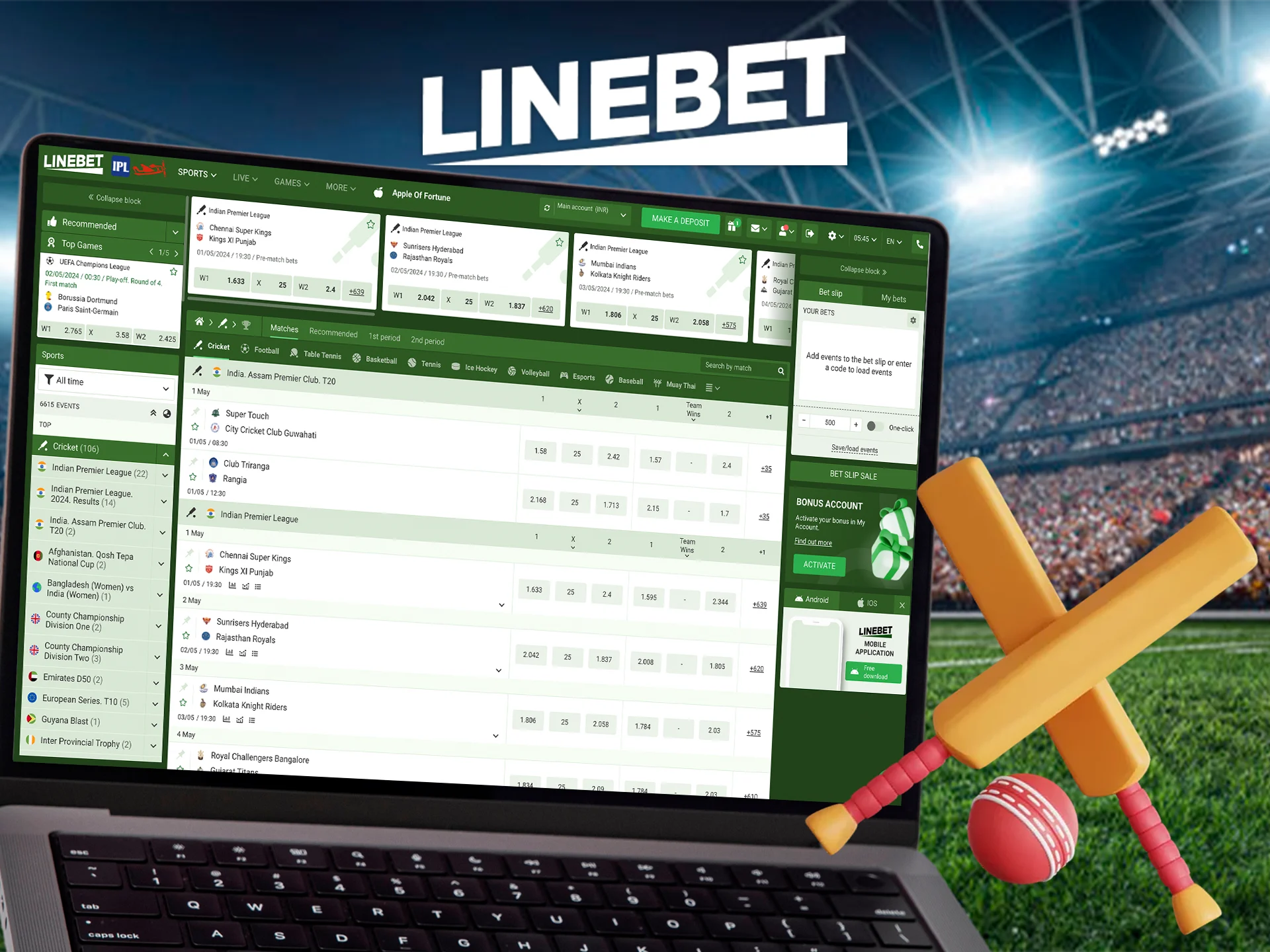 Bet on cricket at Linebet Casino.