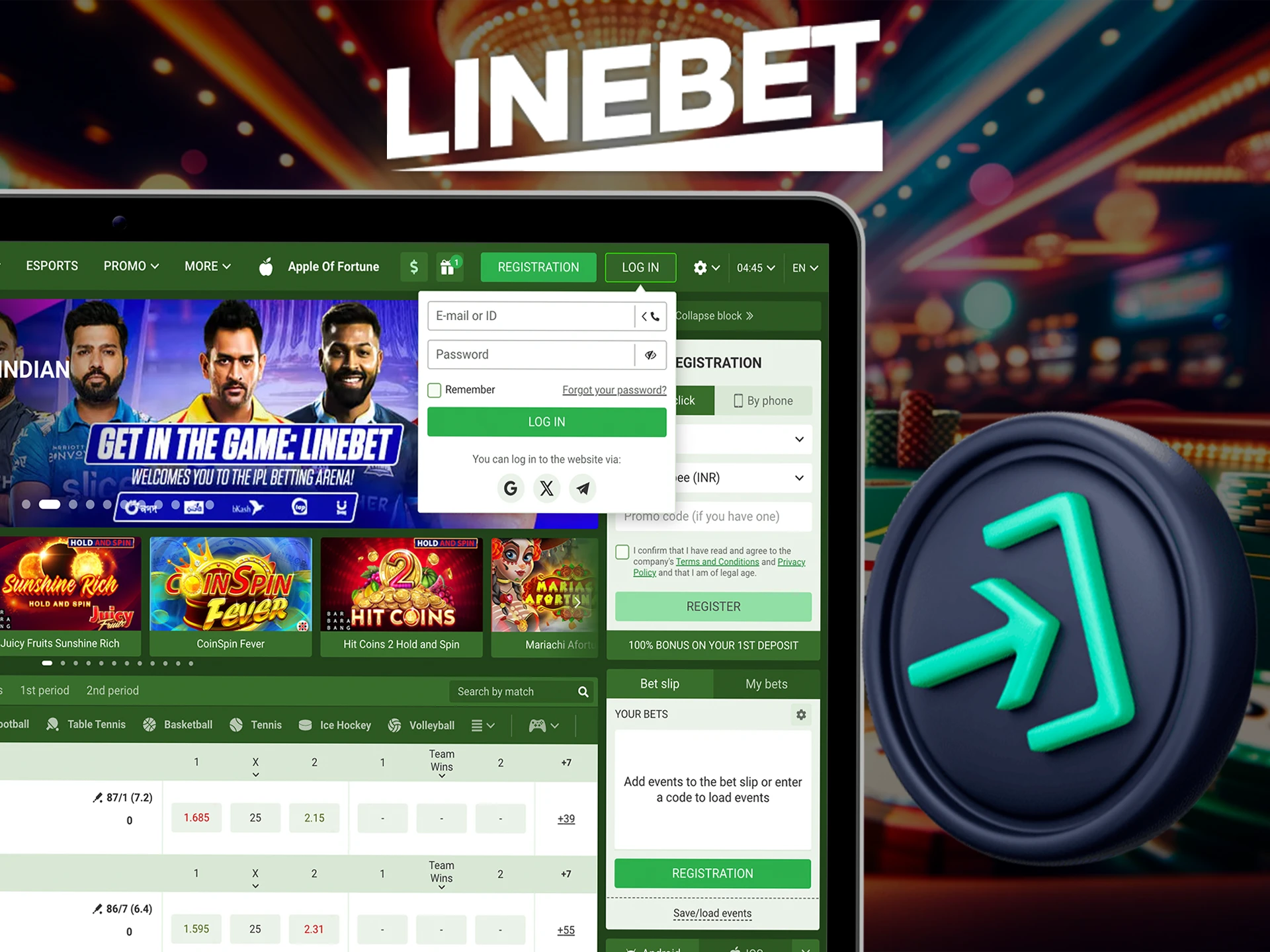 Go to your Linebet casino account.