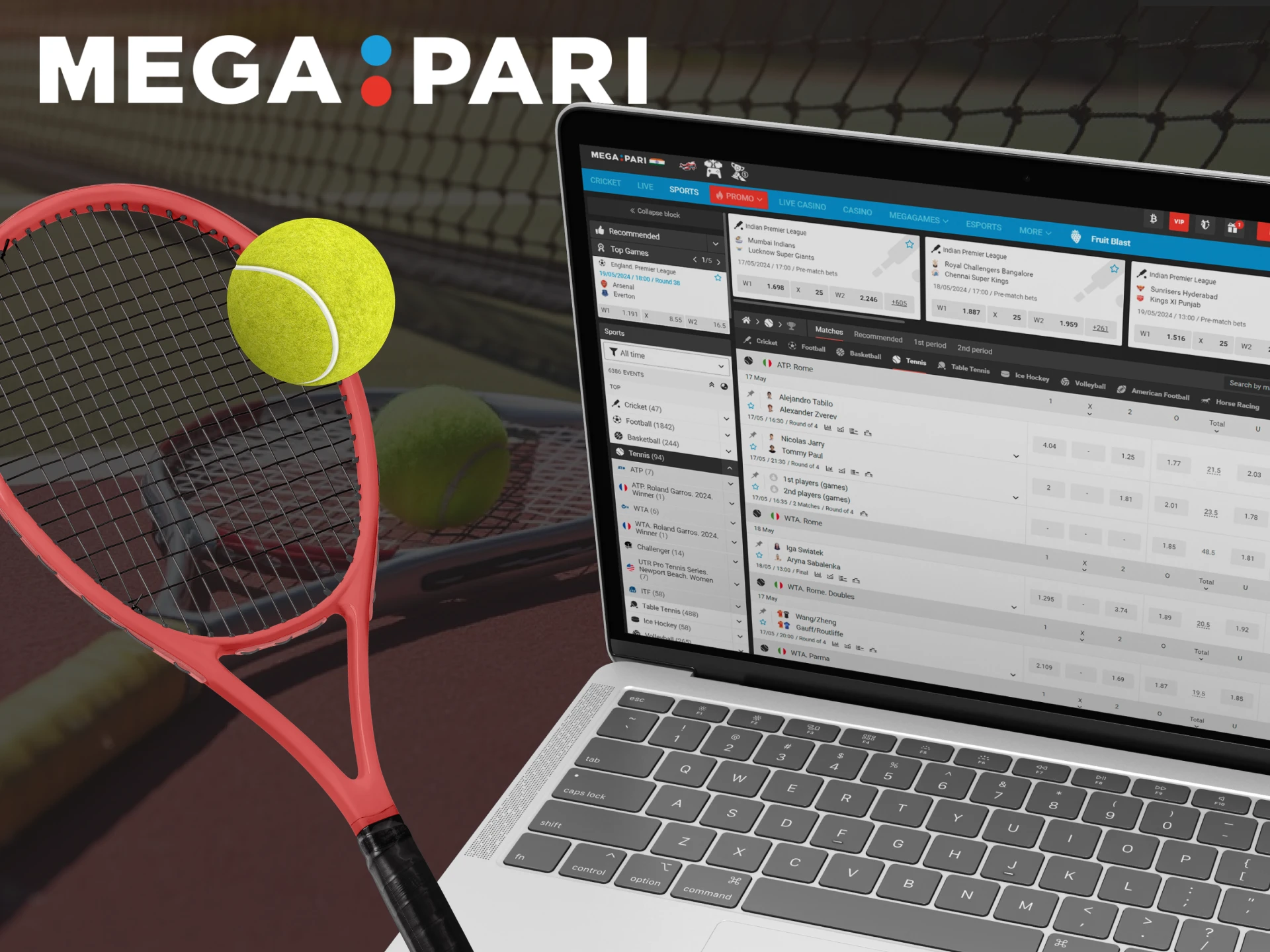 If you are a tennis fan, visit the relevant section of the Megapari site to find the match you want to bet on.