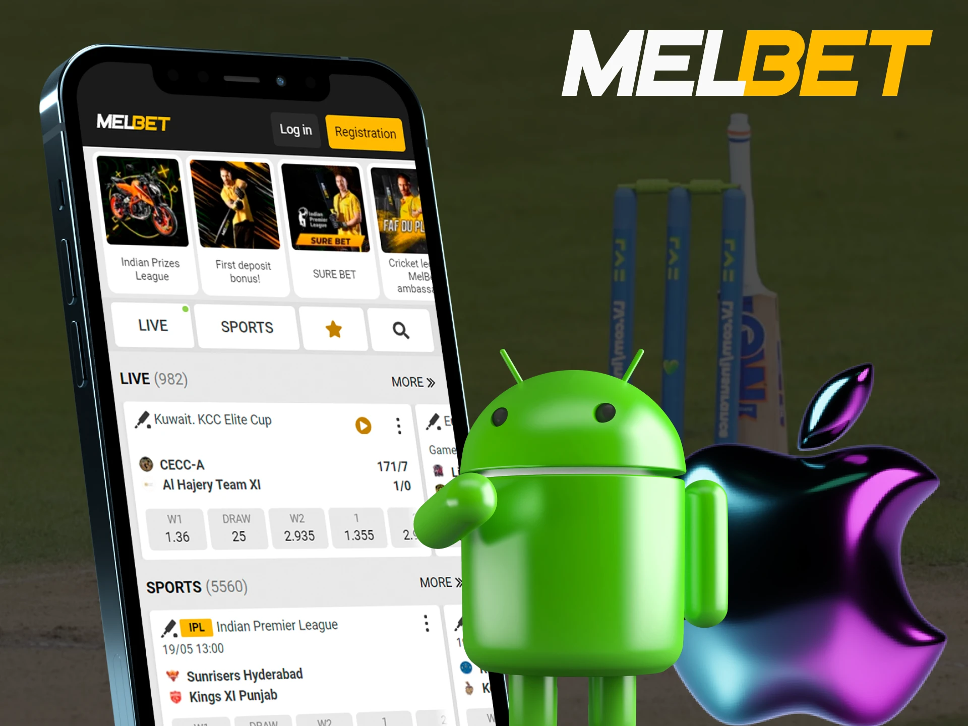 Place bets on sports and play casino games in the Melbet mobile app.