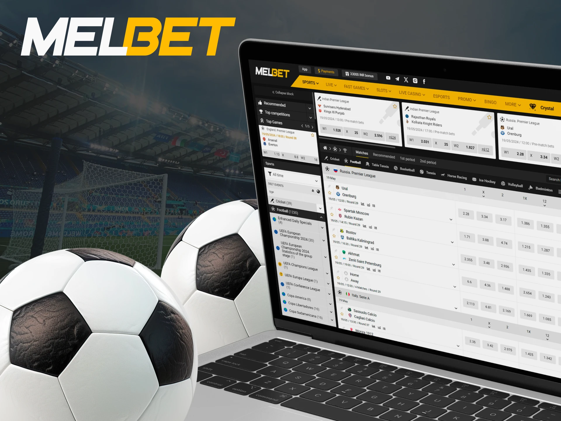 Place a bet on your favorite football team at Melbet.