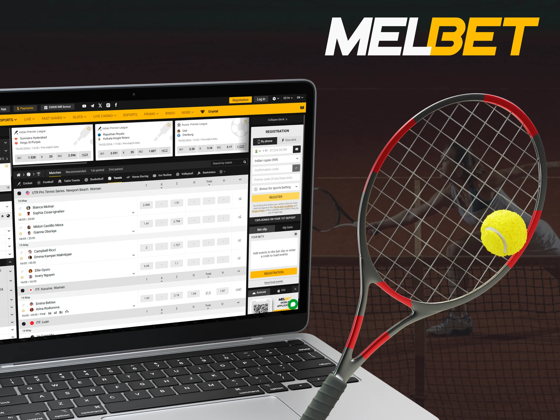 Place bets on tennis and win at Melbet.