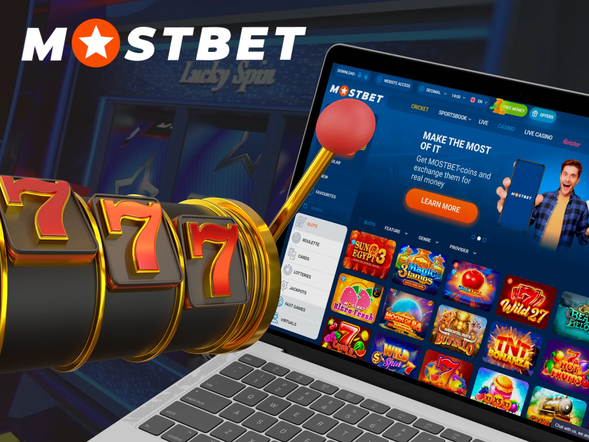 Play slots and win big at Mostbet.