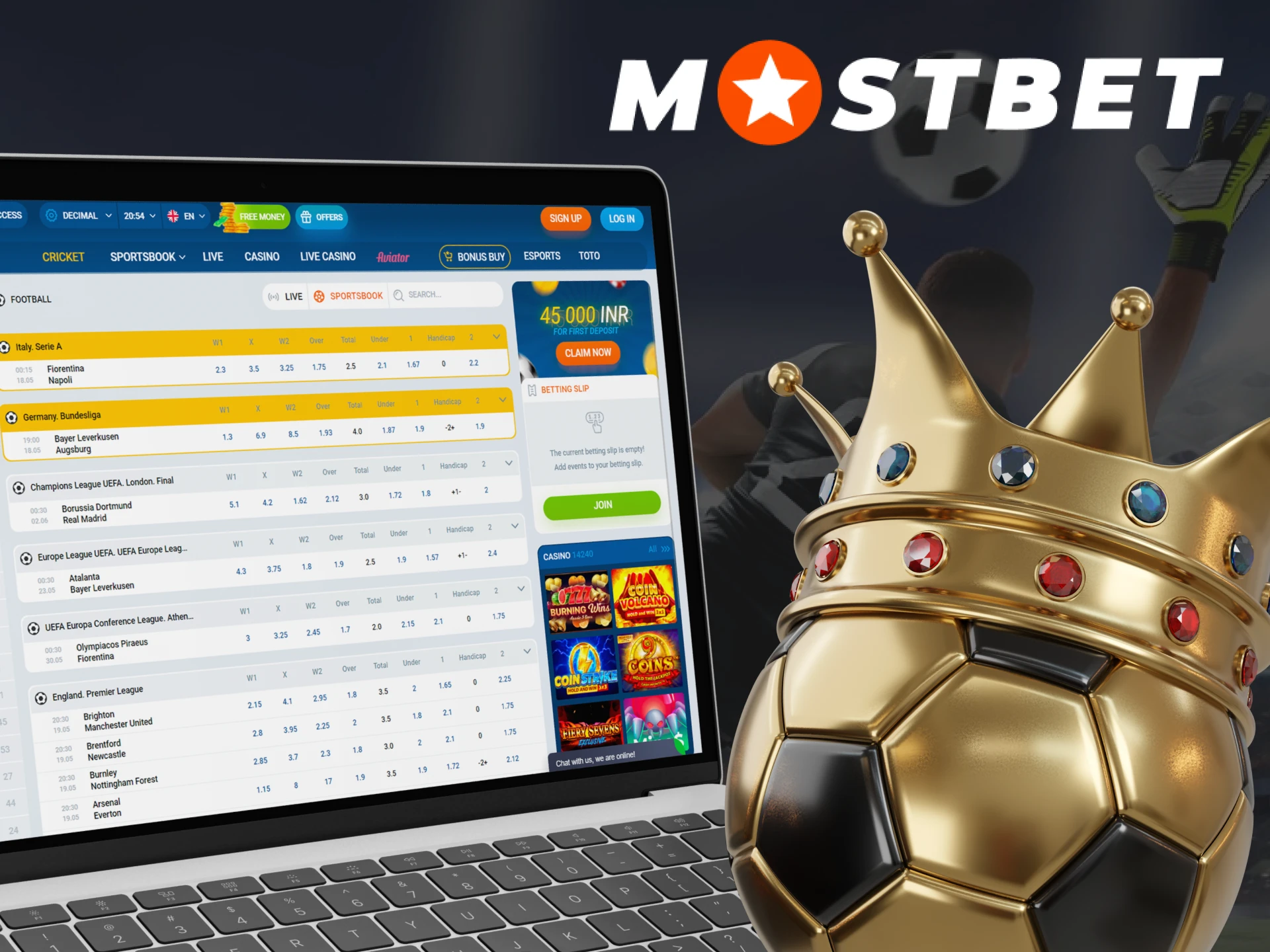Football is one of the most popular sports disciplines that you can bet on at Mostbet.