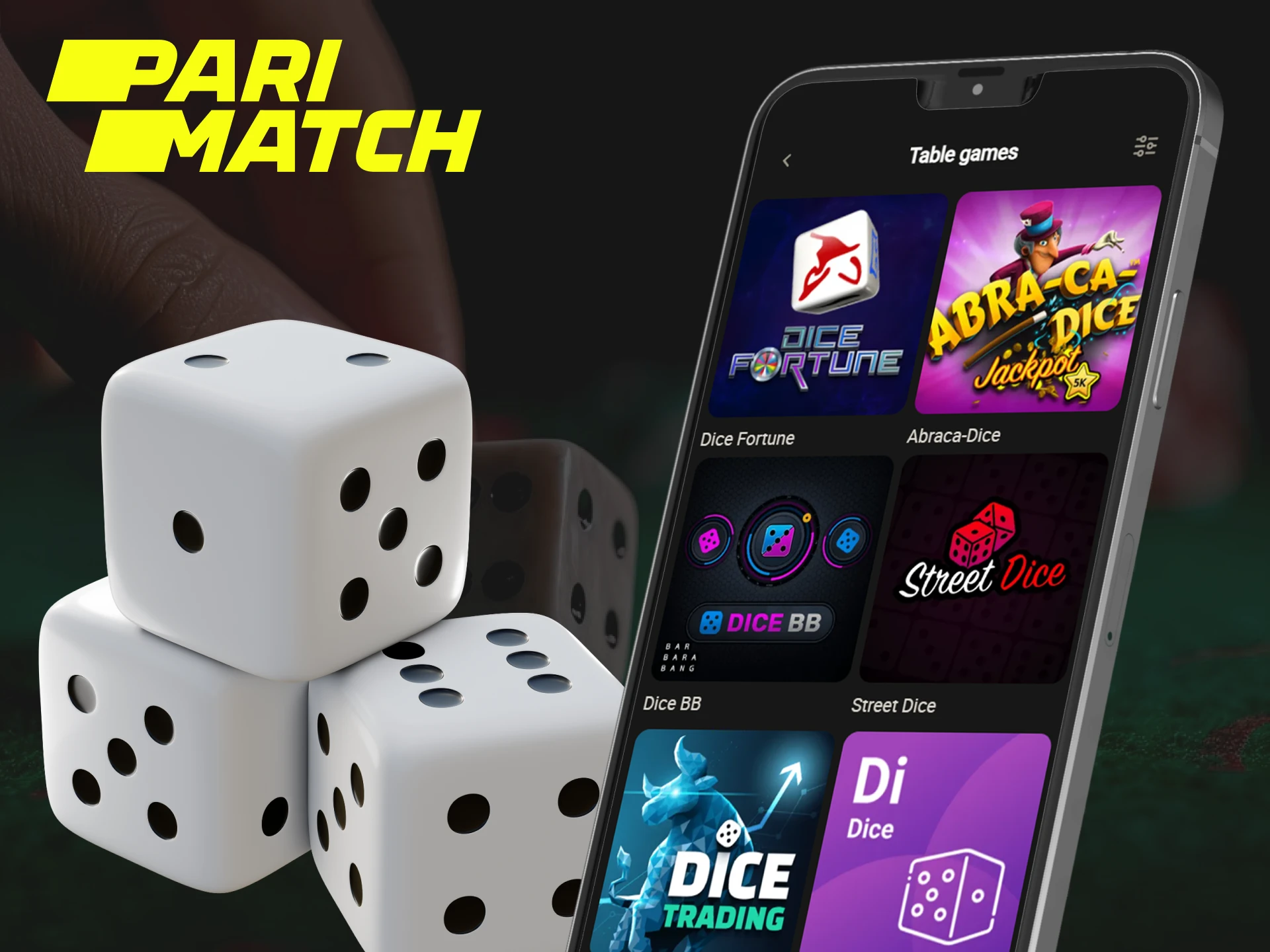 The Parimatch app has a variety of different dice games that you can play.