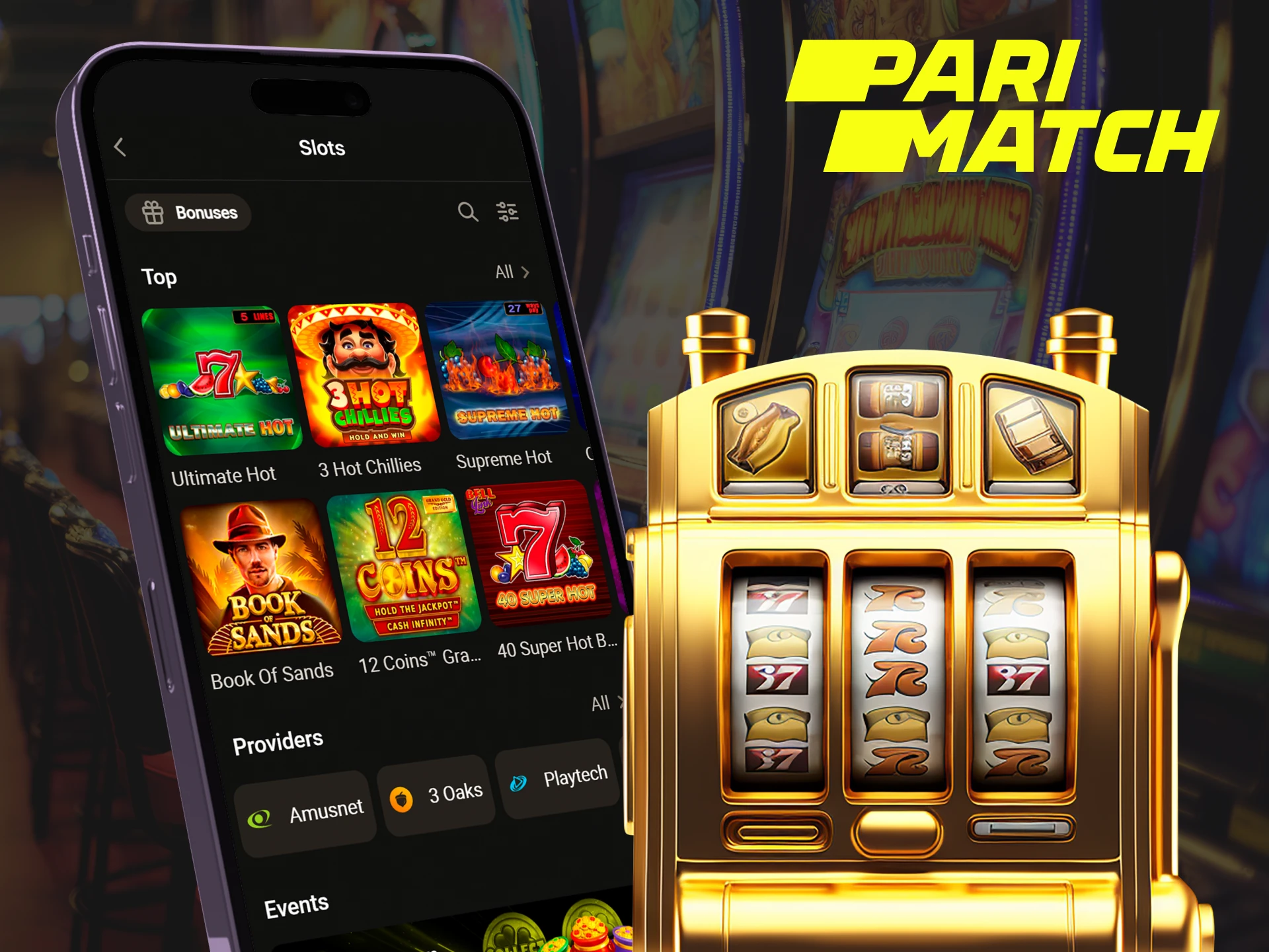 Parimatch offers many different slots in its app.
