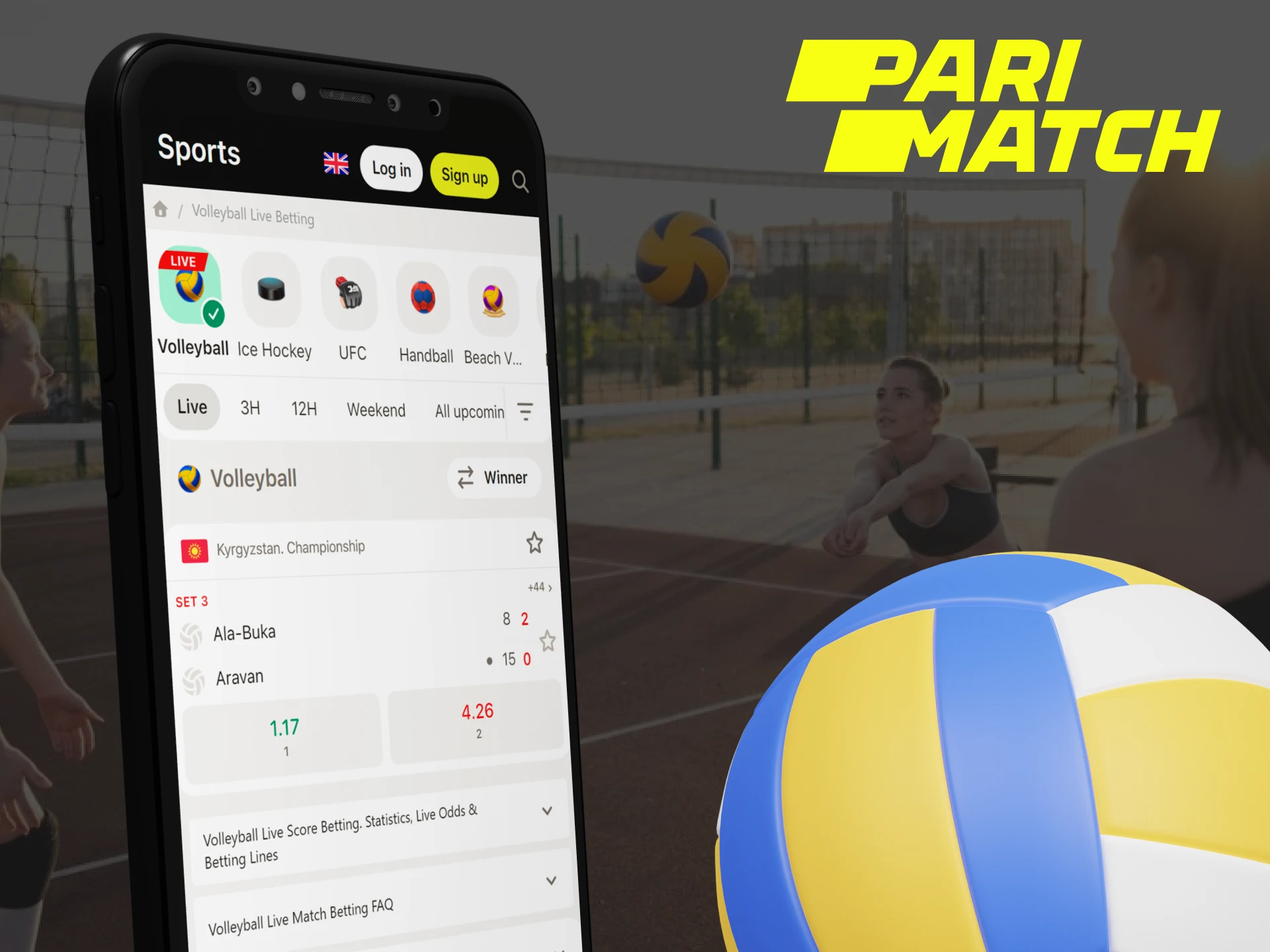 Parimatch has a large volleyball betting section, find it and place your bet.
