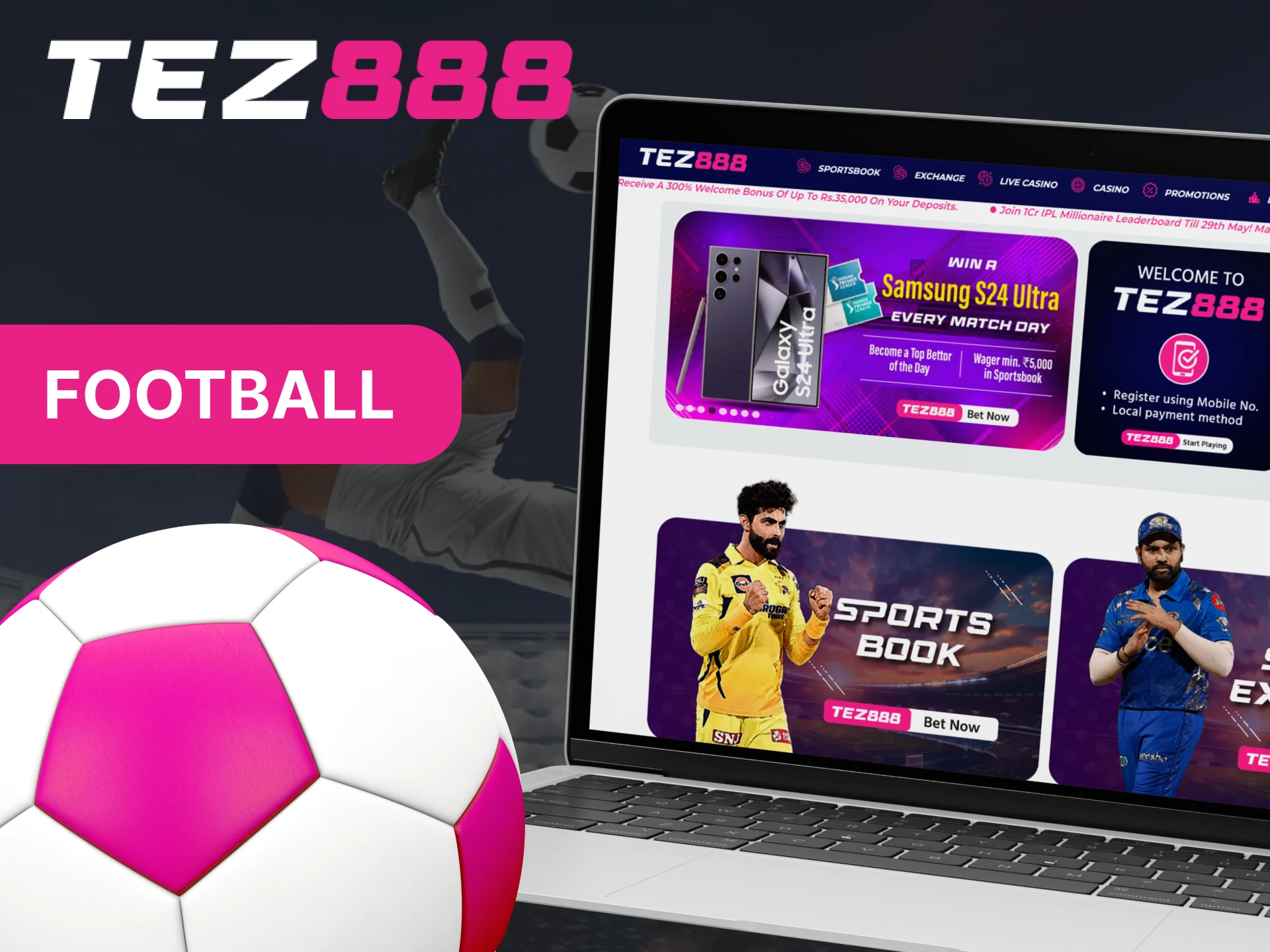 Football fans can place bets on this sport at Tez888 casino.
