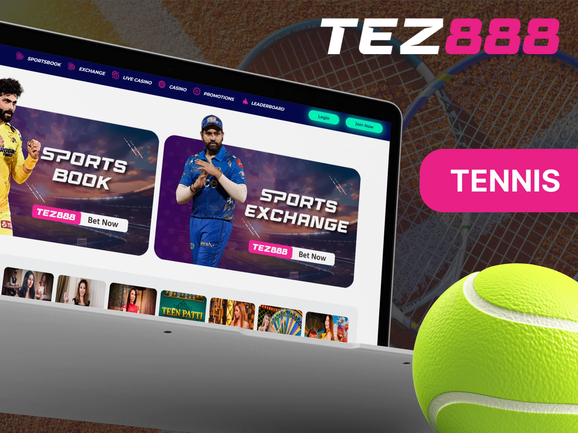 Try betting on tennis at Tez888 casino.