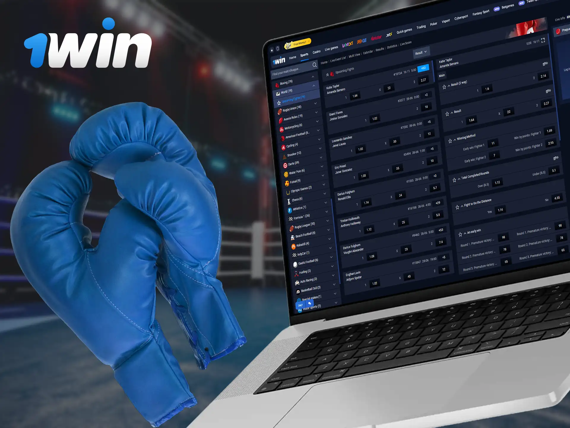 Follow all boxing events and place your bets at 1Win.