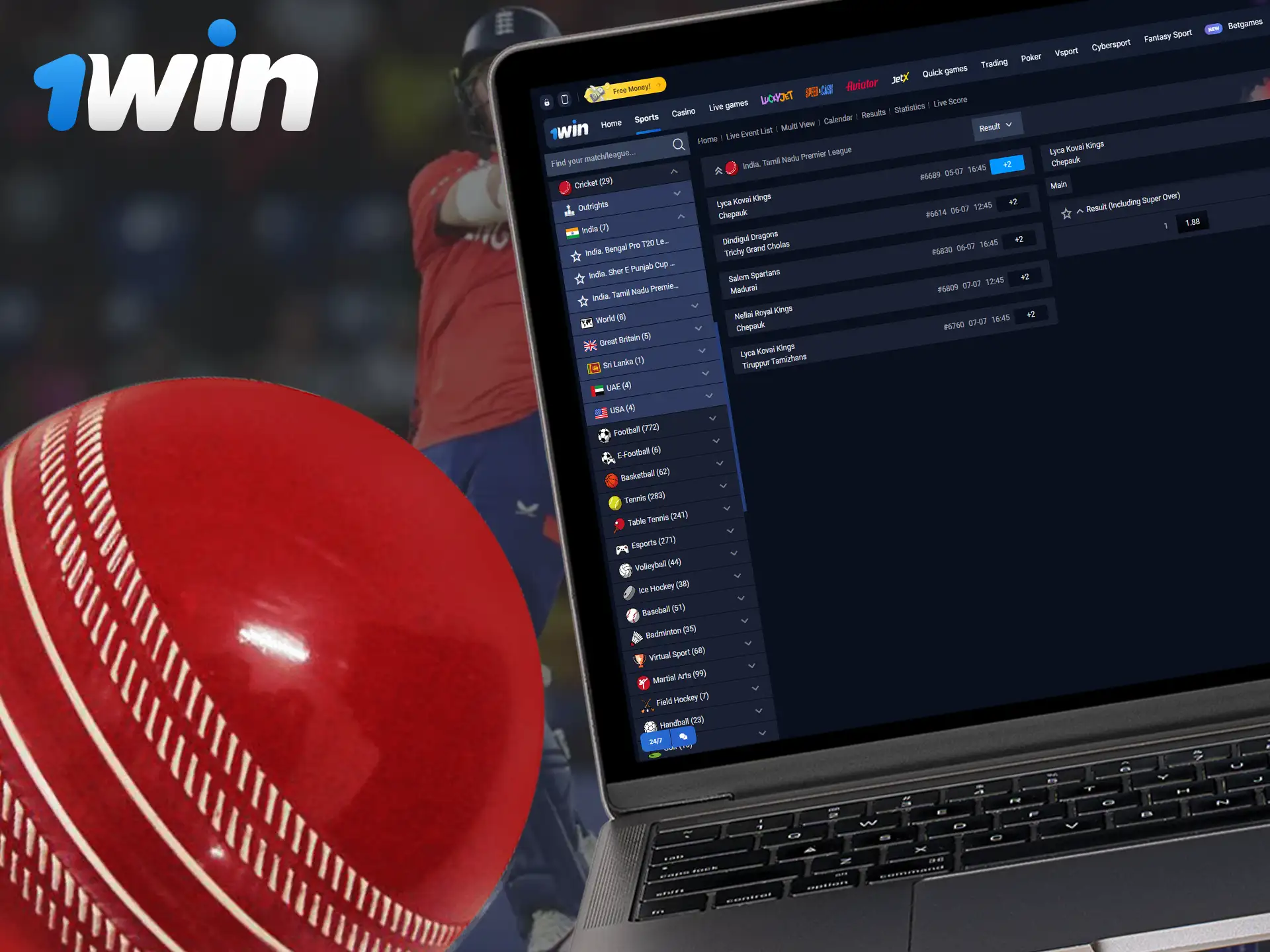At 1Win you can follow the biggest events in cricket.