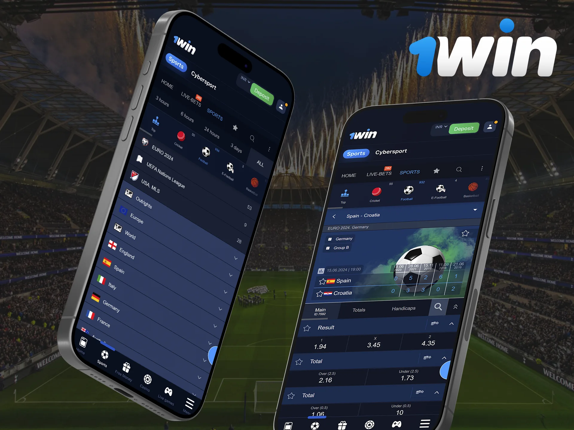Download the 1Win app and enjoy betting on various football events.