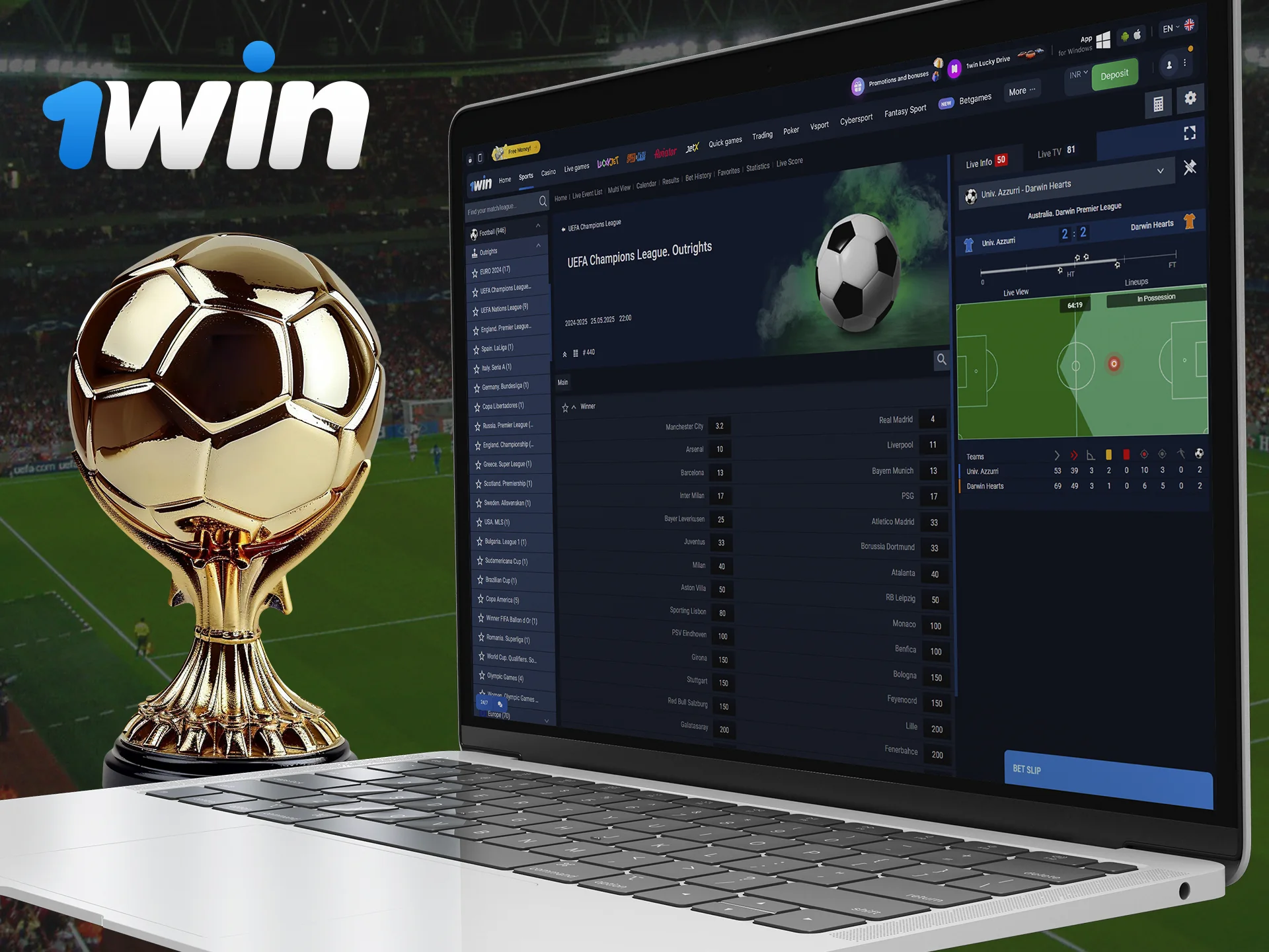 Find out which football tournaments you can bet on at 1Win.