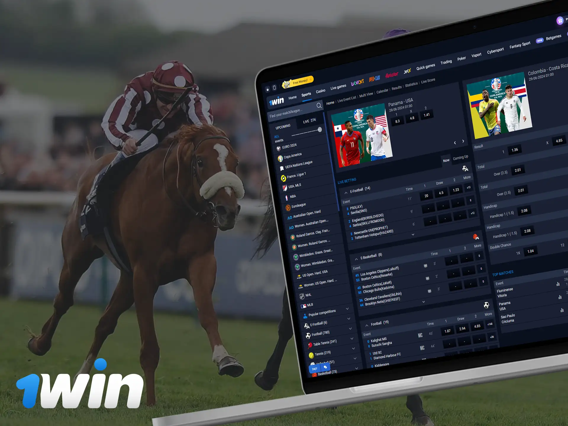 Horse racing is one of the most exciting sports you can bet on at 1Win.