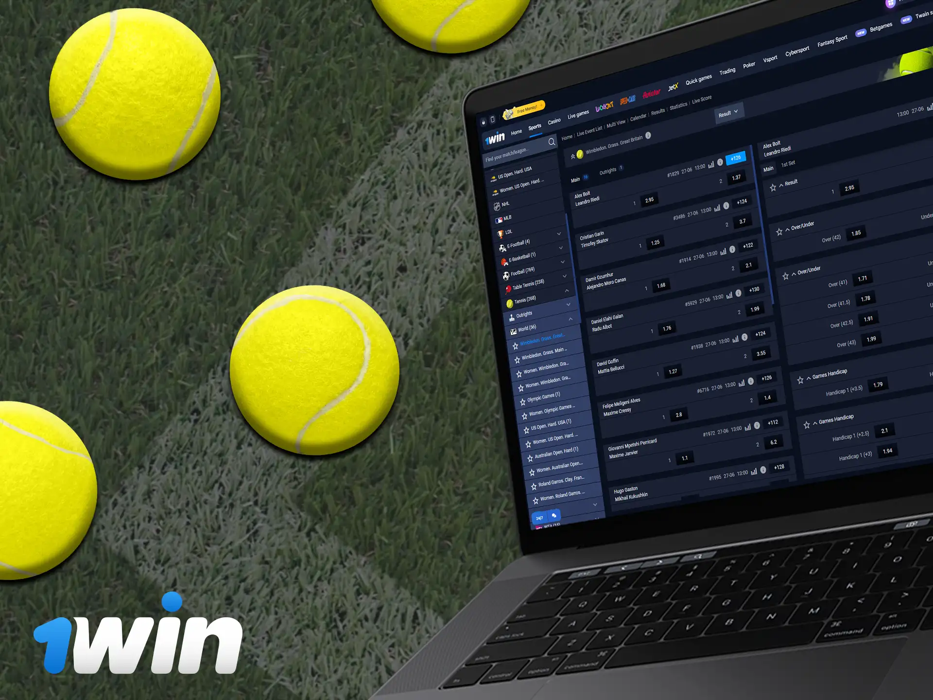 1Win is your betting option for Tennis.