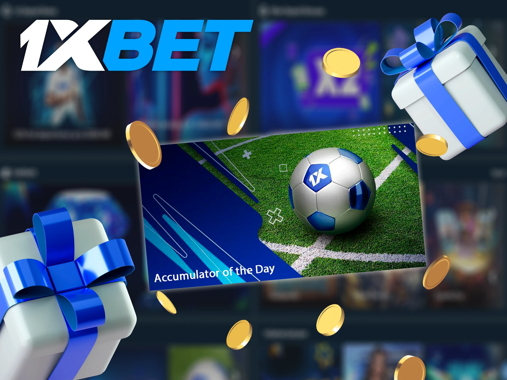 Bet on potentially profitable sporting events at 1xBet using the Accumulator of the Day bonus.