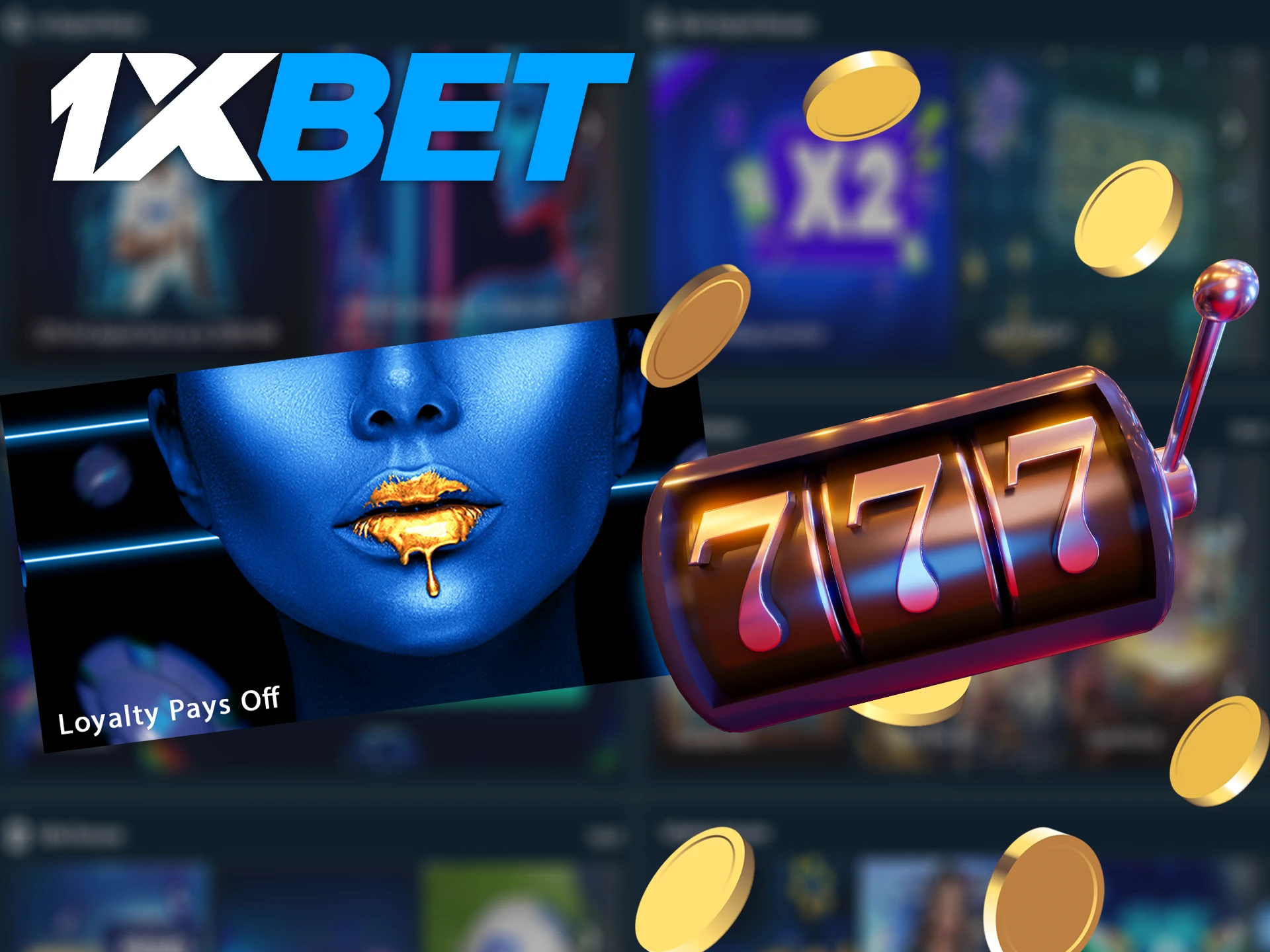 The Loyalty Pays Off bonus offers 100FS and 50% of the tenth deposit for slots at 1xBet.