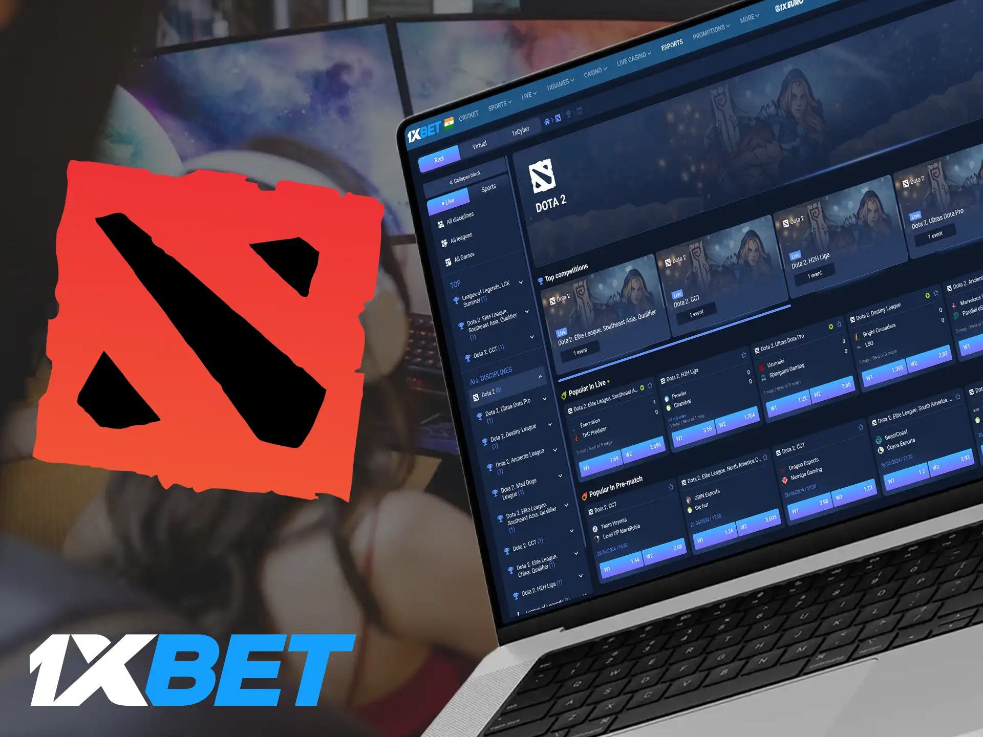 1xBet provides Dota 2 online betting opportunities.